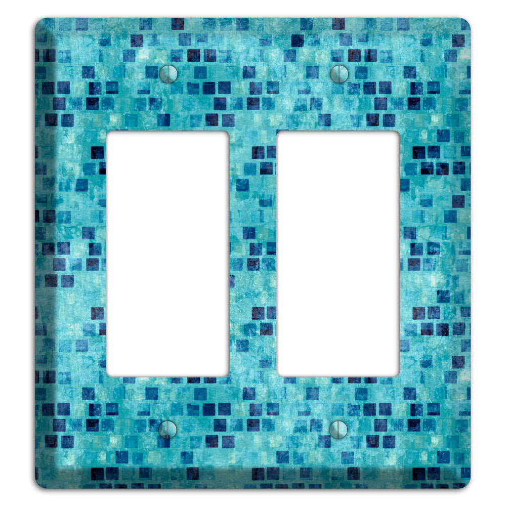 Turquoise Grunge Tile 2 Rocker Wallplate