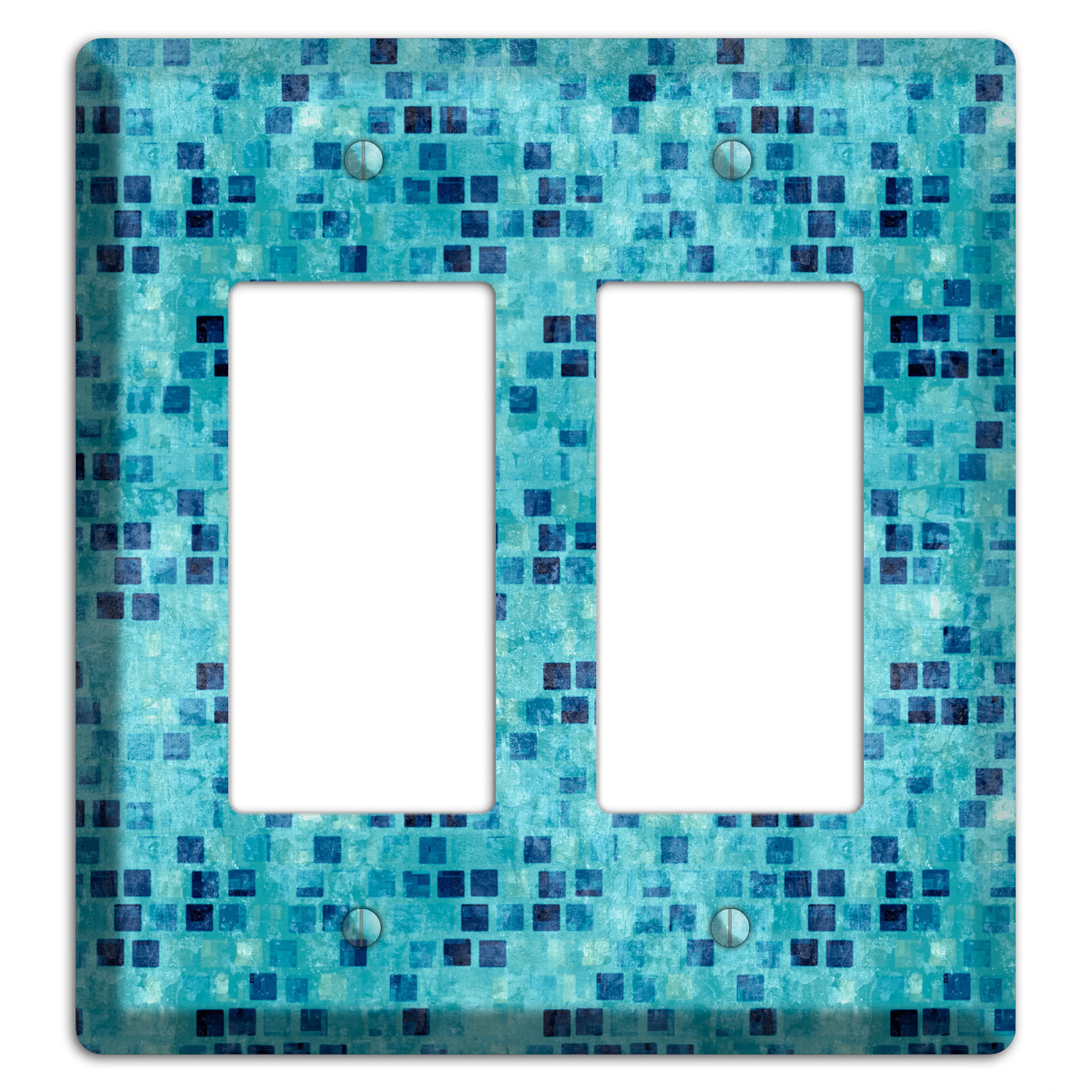 Turquoise Grunge Tile 2 Rocker Wallplate