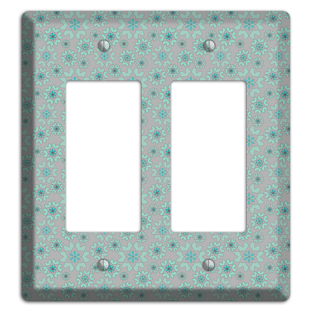 Grey with Tiny Aqua Retro Suzani 2 Rocker Wallplate