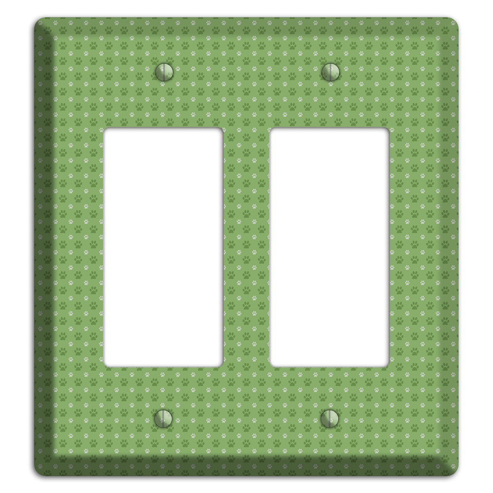 Green Paw Prints 2 Rocker Wallplate