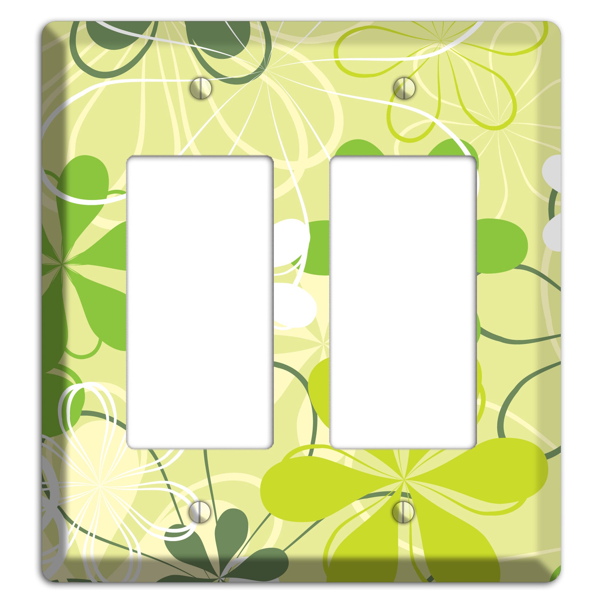 Green Retro Flowers 2 Rocker Wallplate