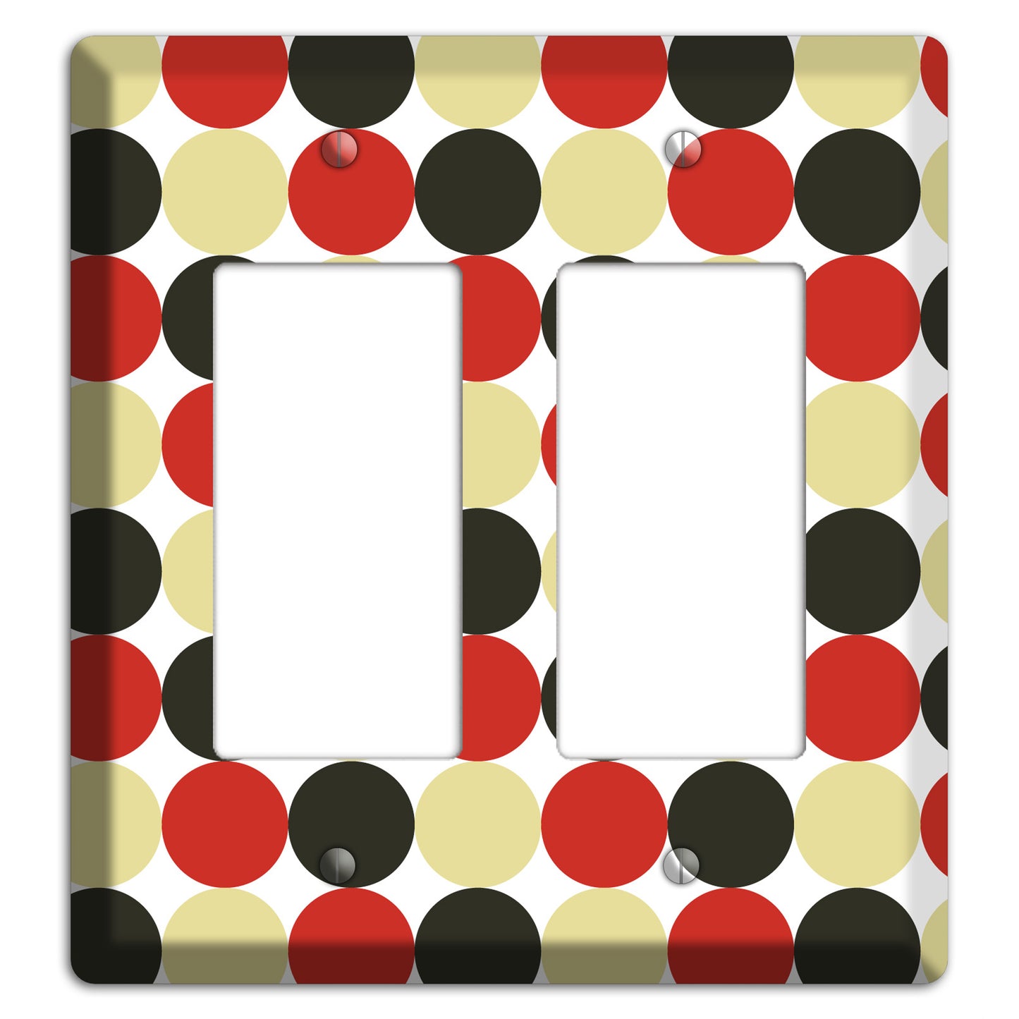 Beige Red Black Tiled Dots 2 Rocker Wallplate