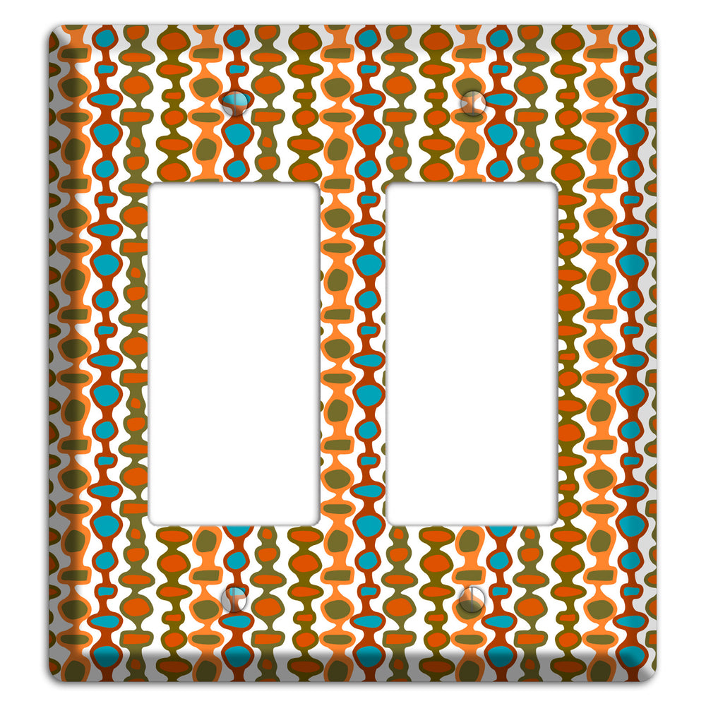 Multi Umber and Dusty Blue Bead and Reel 2 Rocker Wallplate