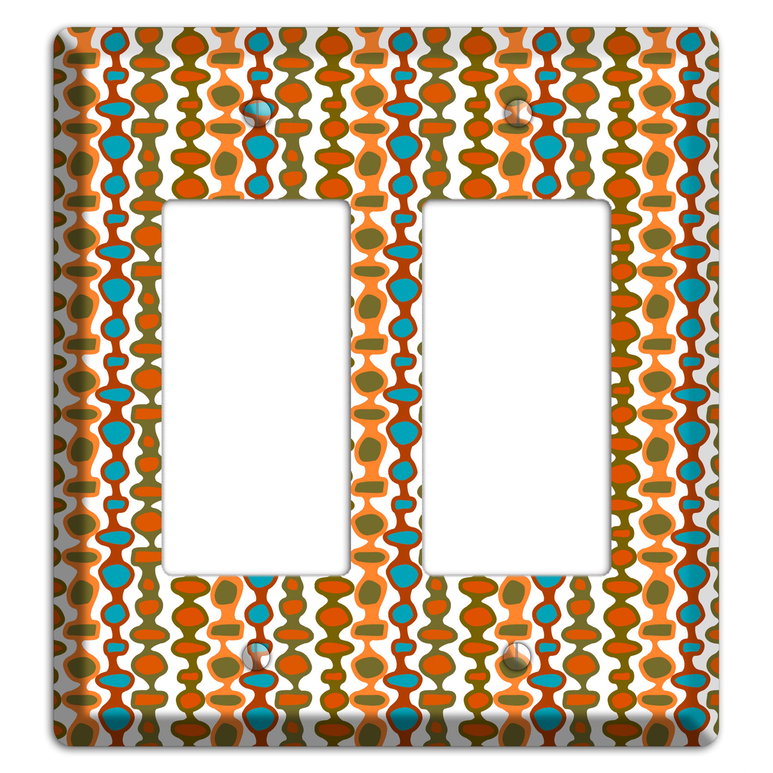 Multi Umber and Dusty Blue Bead and Reel 2 Rocker Wallplate