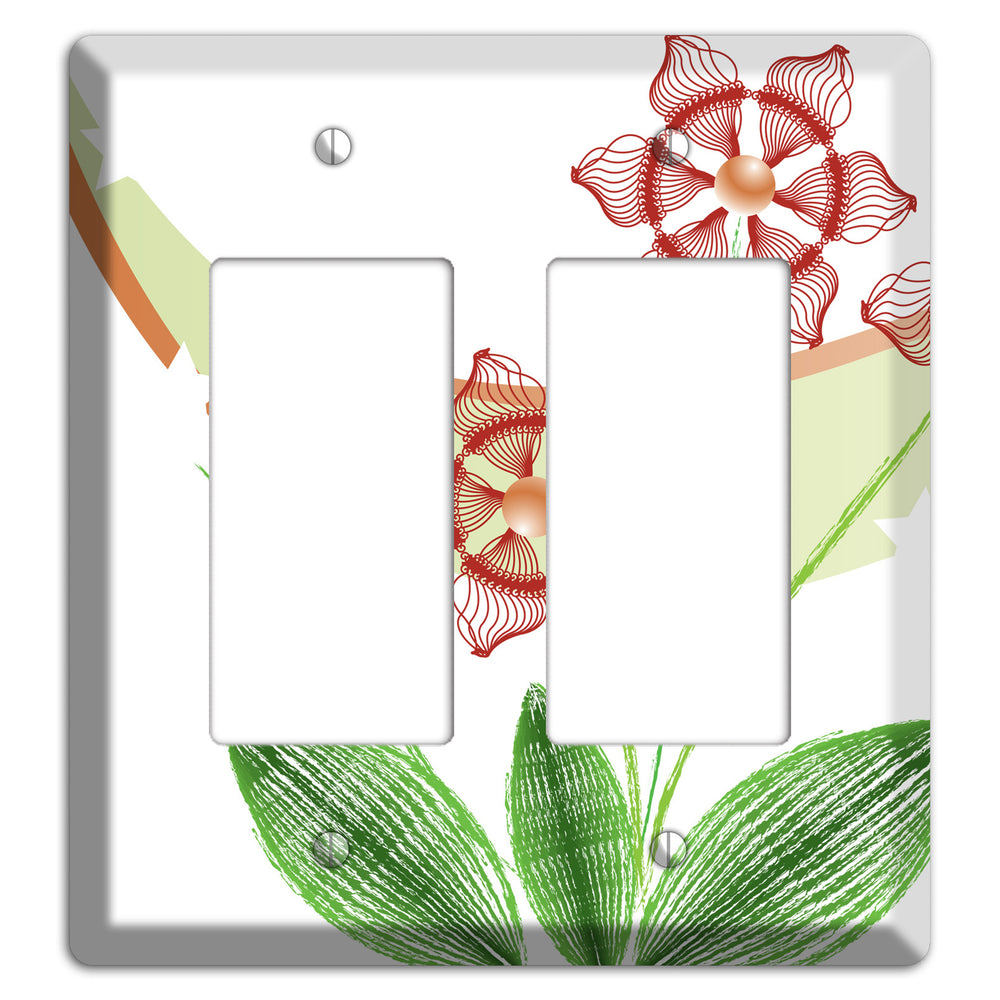 Green Abstract Flowers 2 Rocker Wallplate