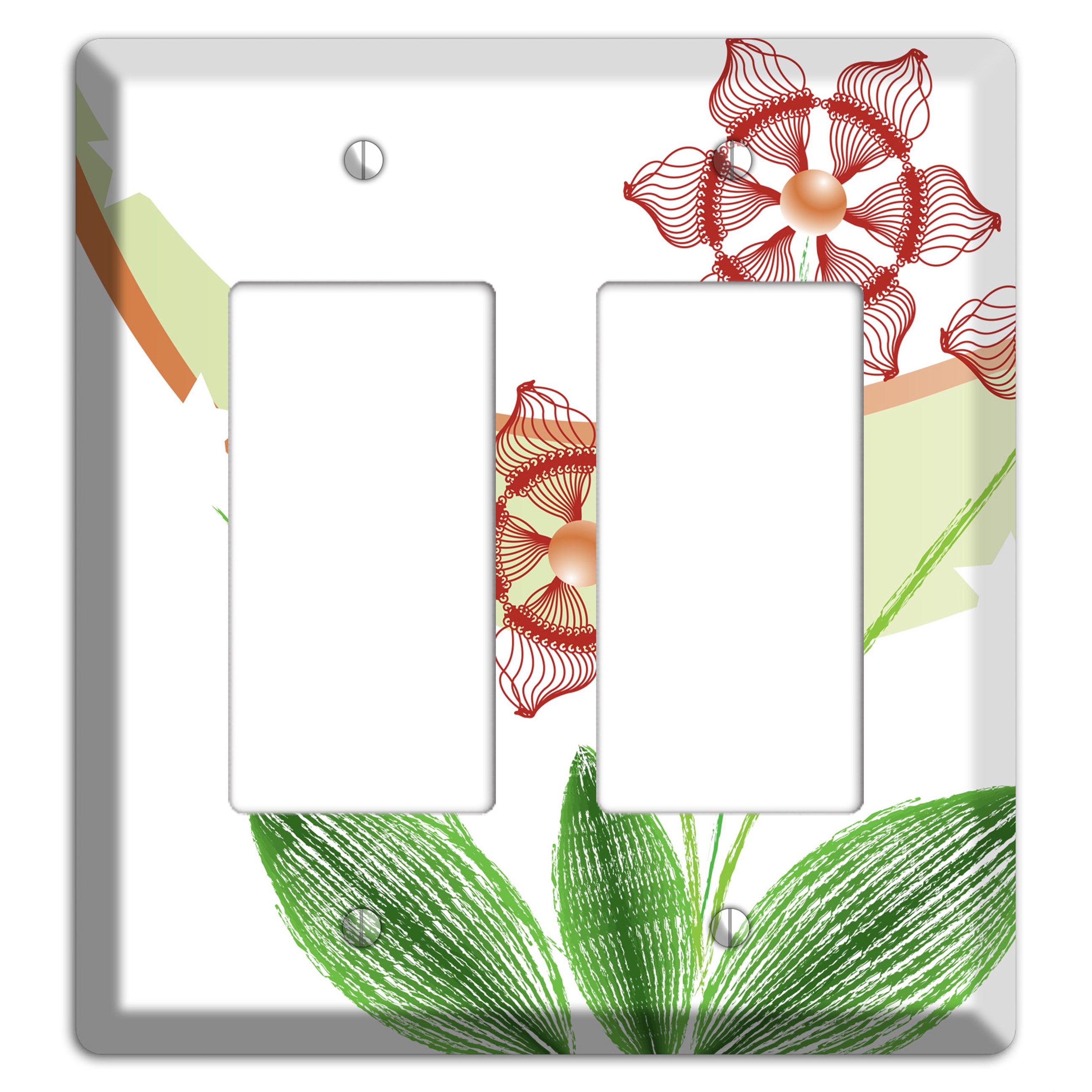Green Abstract Flowers 2 Rocker Wallplate