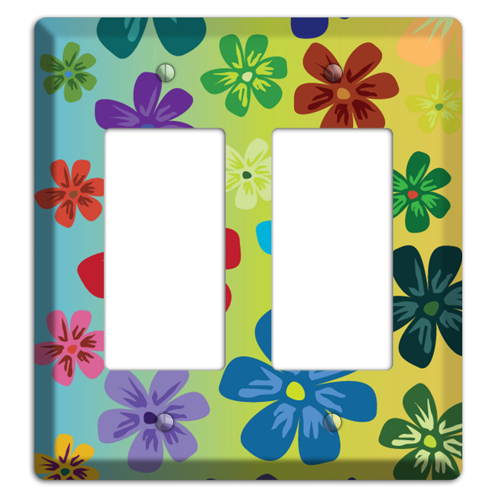 Blue to yellow Flowers 2 Rocker Wallplate