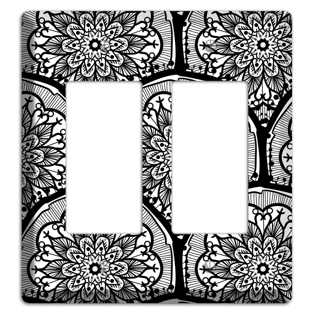 Mandala Black and White Style A Cover Plates 2 Rocker Wallplate