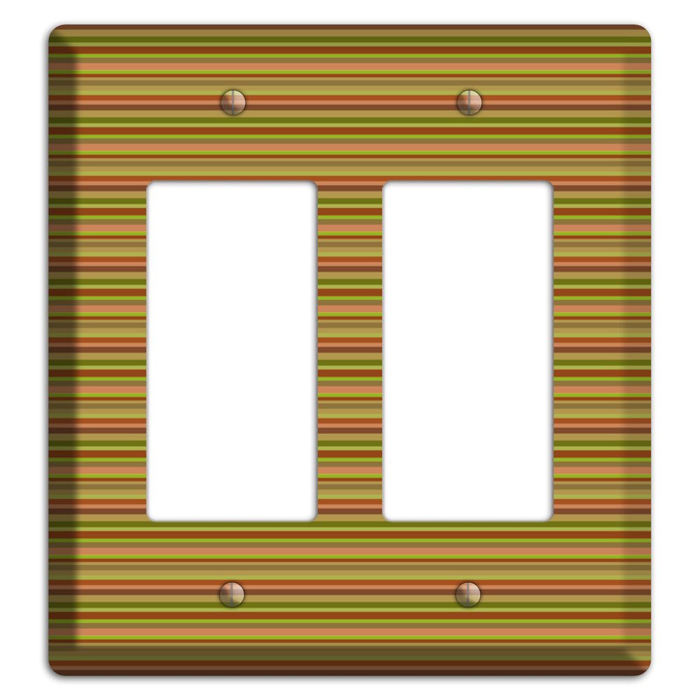 Multi Olive Burgundy Horizontal Stripes 2 Rocker Wallplate