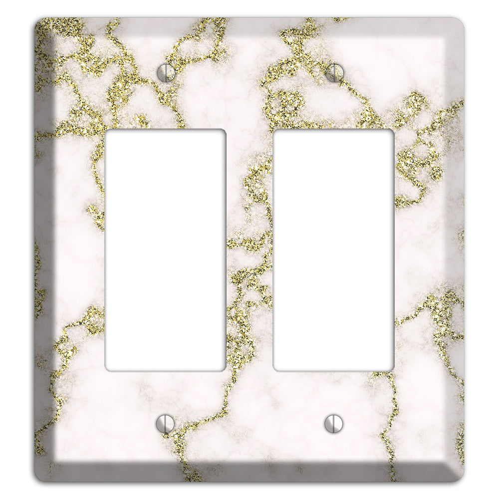 White and Gold Marble Shatter 2 Rocker Wallplate