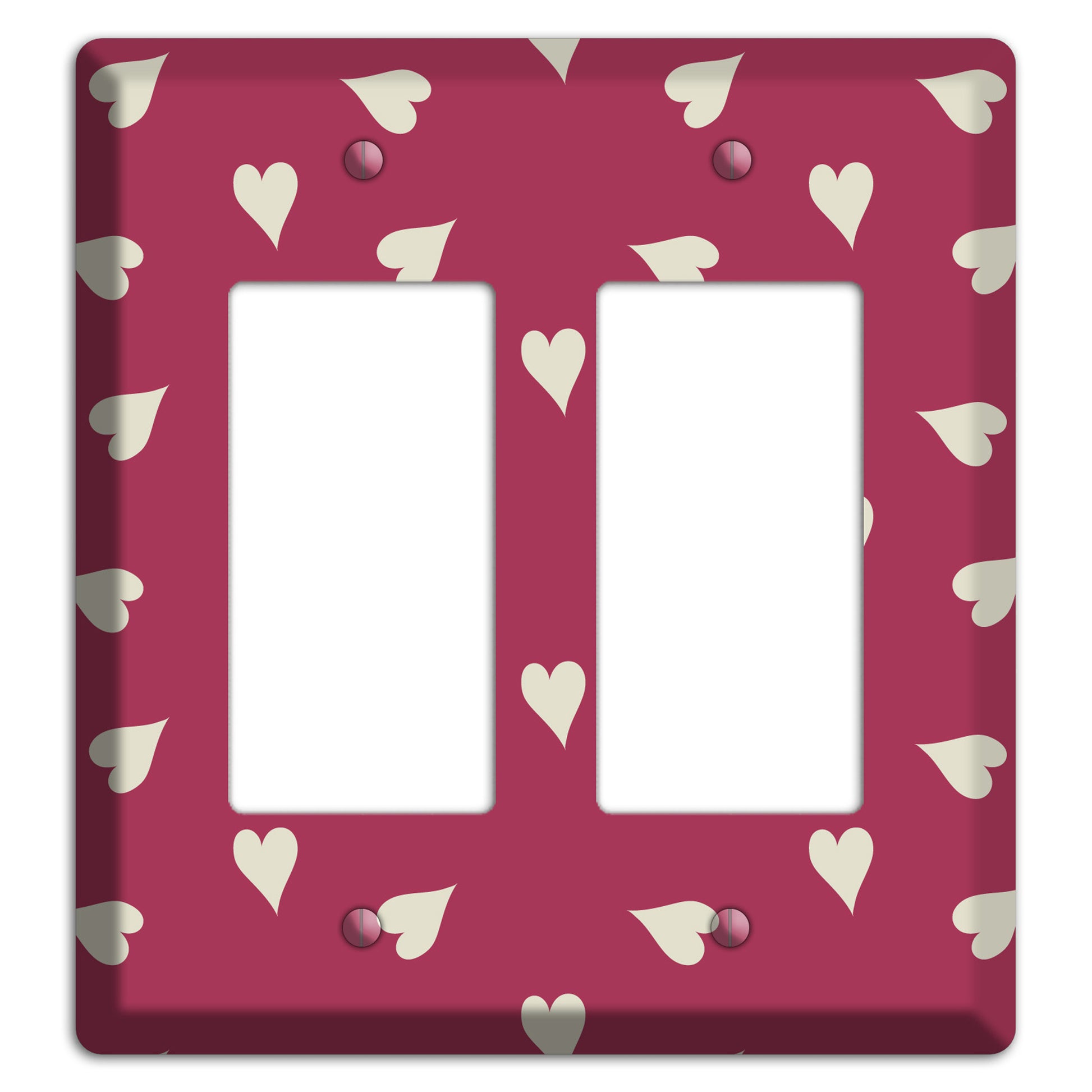 Fuschia with White Hearts 2 Rocker Wallplate