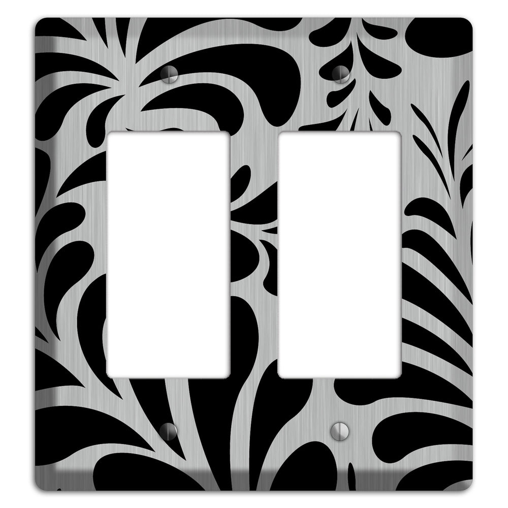 Black Herati Stainless Steel 2 Rocker Wallplate