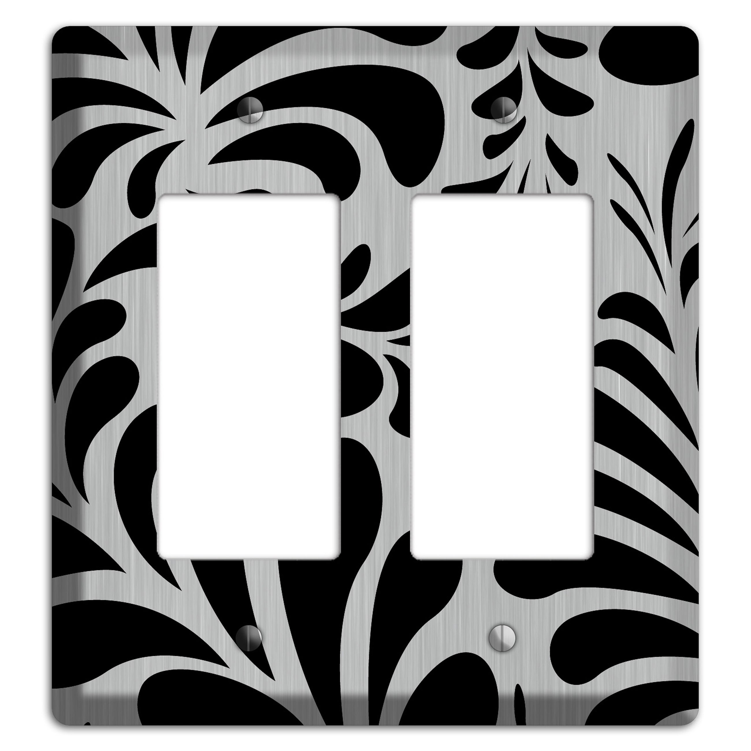Black Herati  Stainless 2 Rocker Wallplate