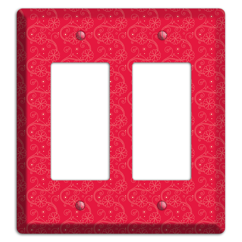 Tiny Red Floral Swirl 2 Rocker Wallplate