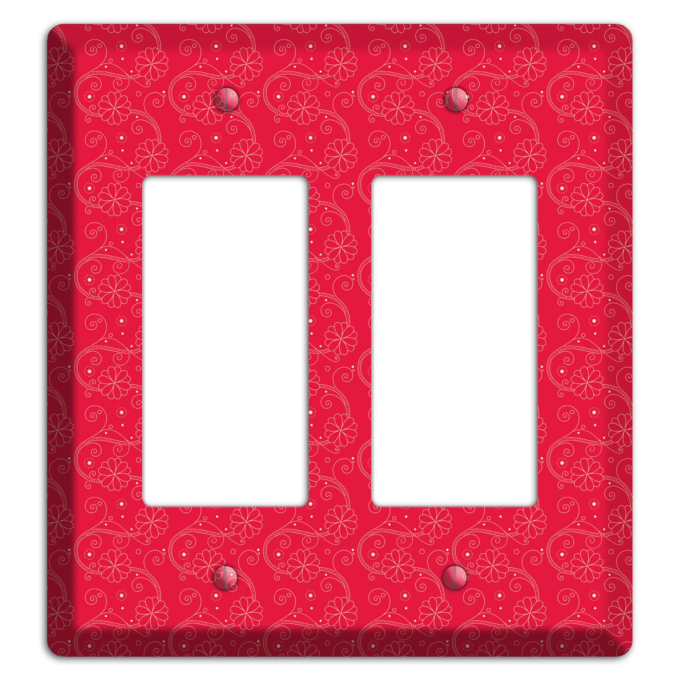 Tiny Red Floral Swirl 2 Rocker Wallplate
