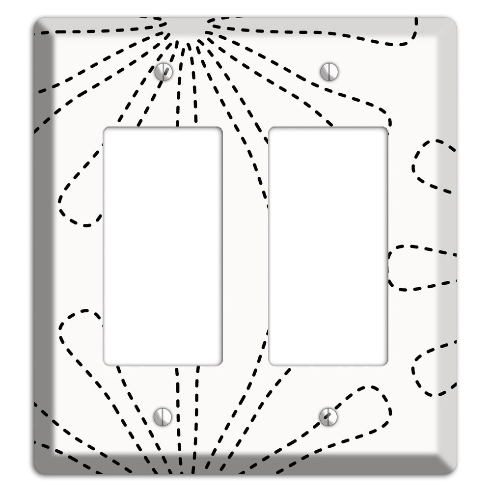 White with Black Retro Stipple Floral Contour 2 Rocker Wallplate