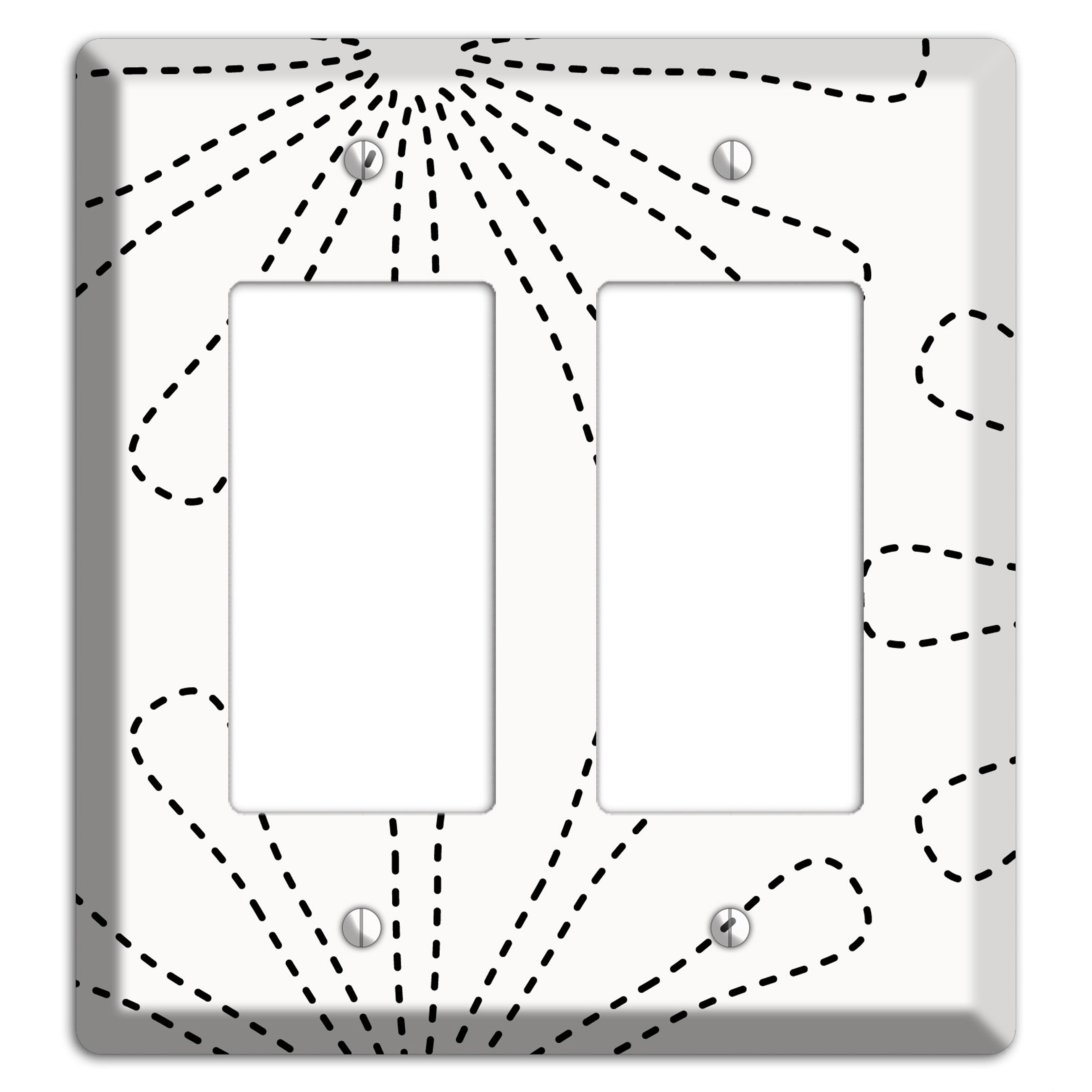 White with Black Retro Stipple Floral Contour 2 Rocker Wallplate