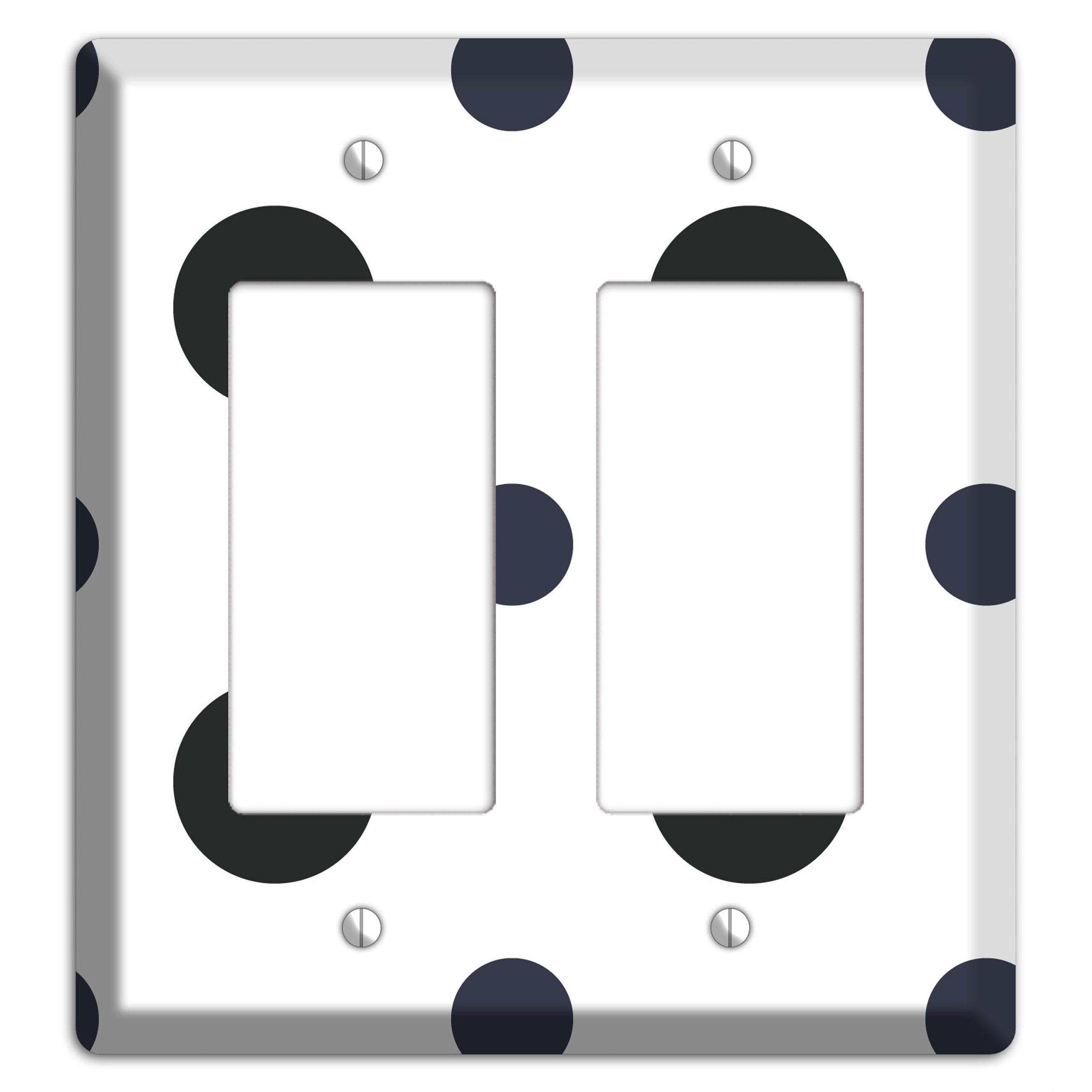 Black Multi Medium Polka Dots 2 Rocker Wallplate