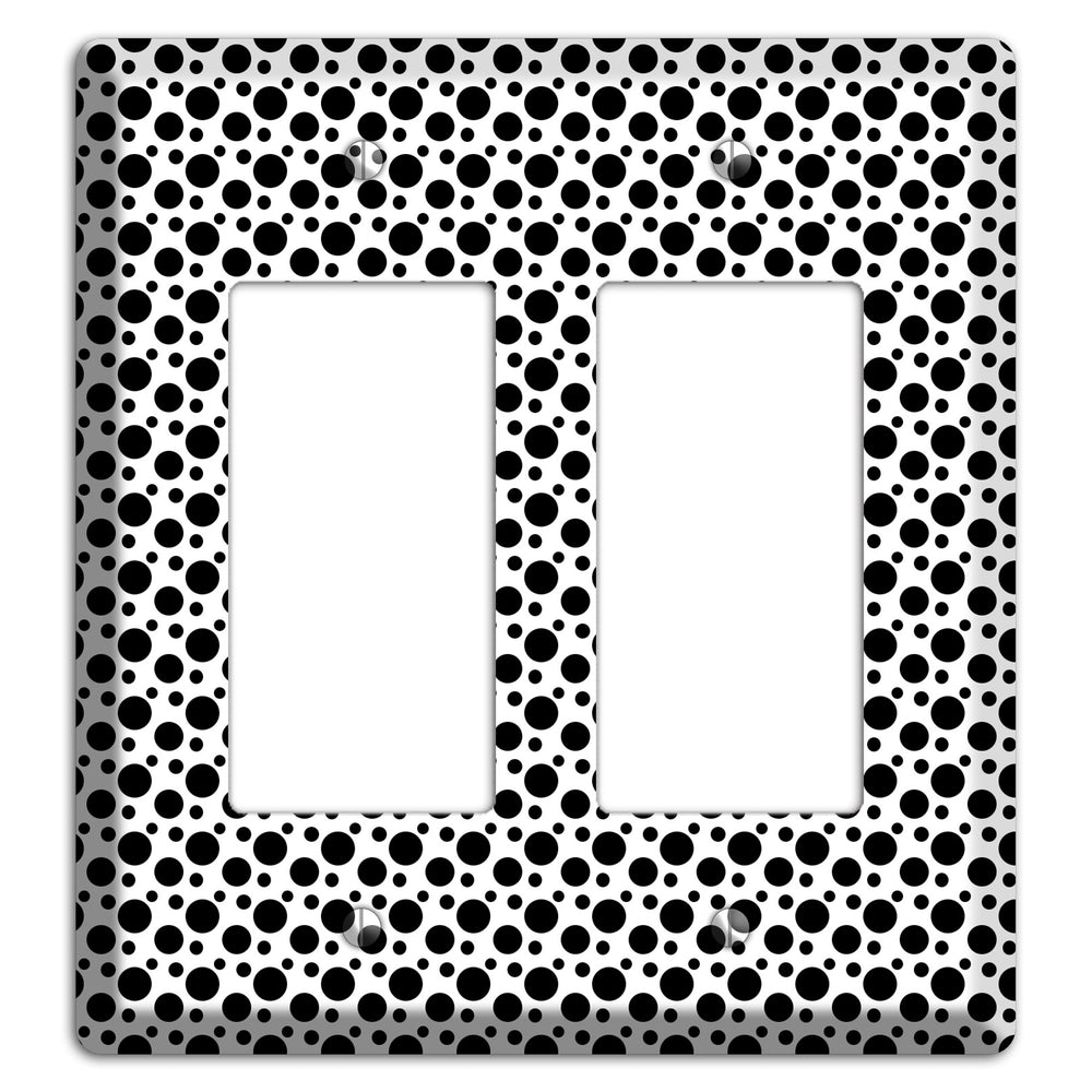 White with Black Small and Tiny Polka Dots 2 Rocker Wallplate