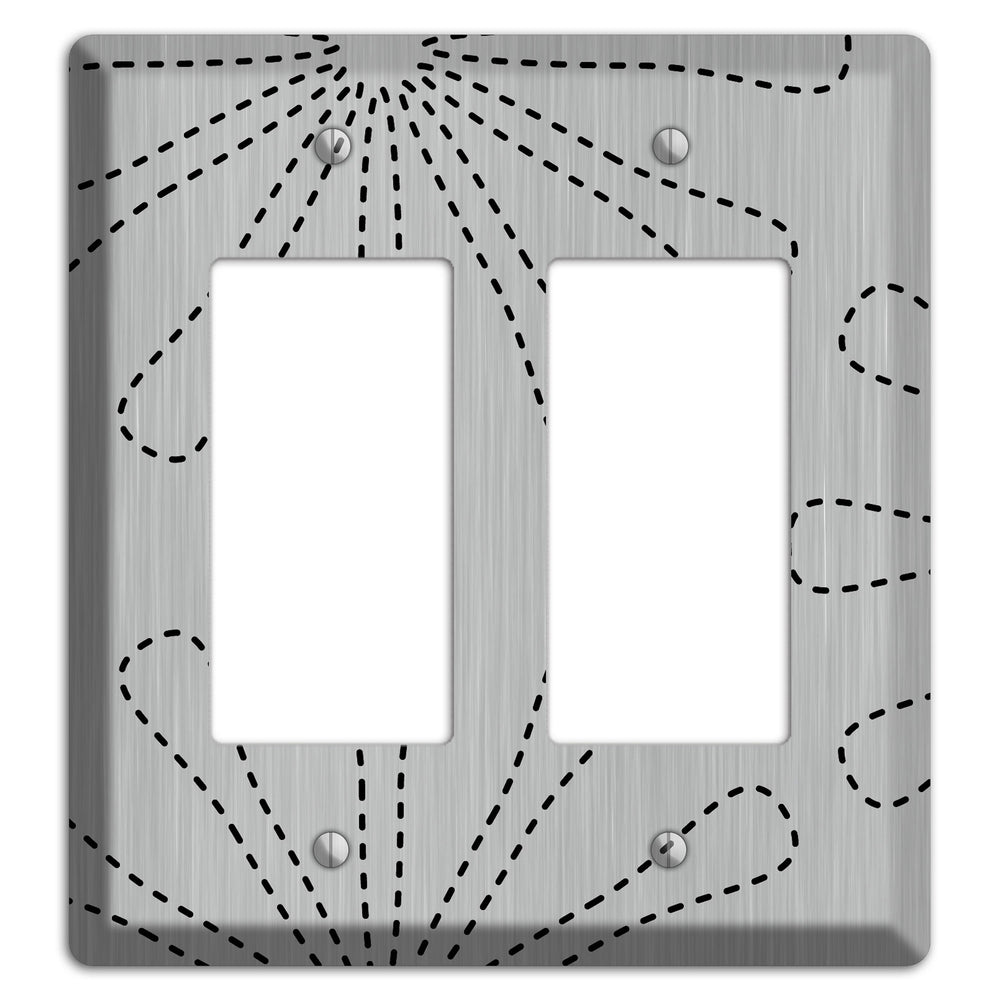 Retro Stipple Floral Stainless Steel 2 Rocker Wallplate