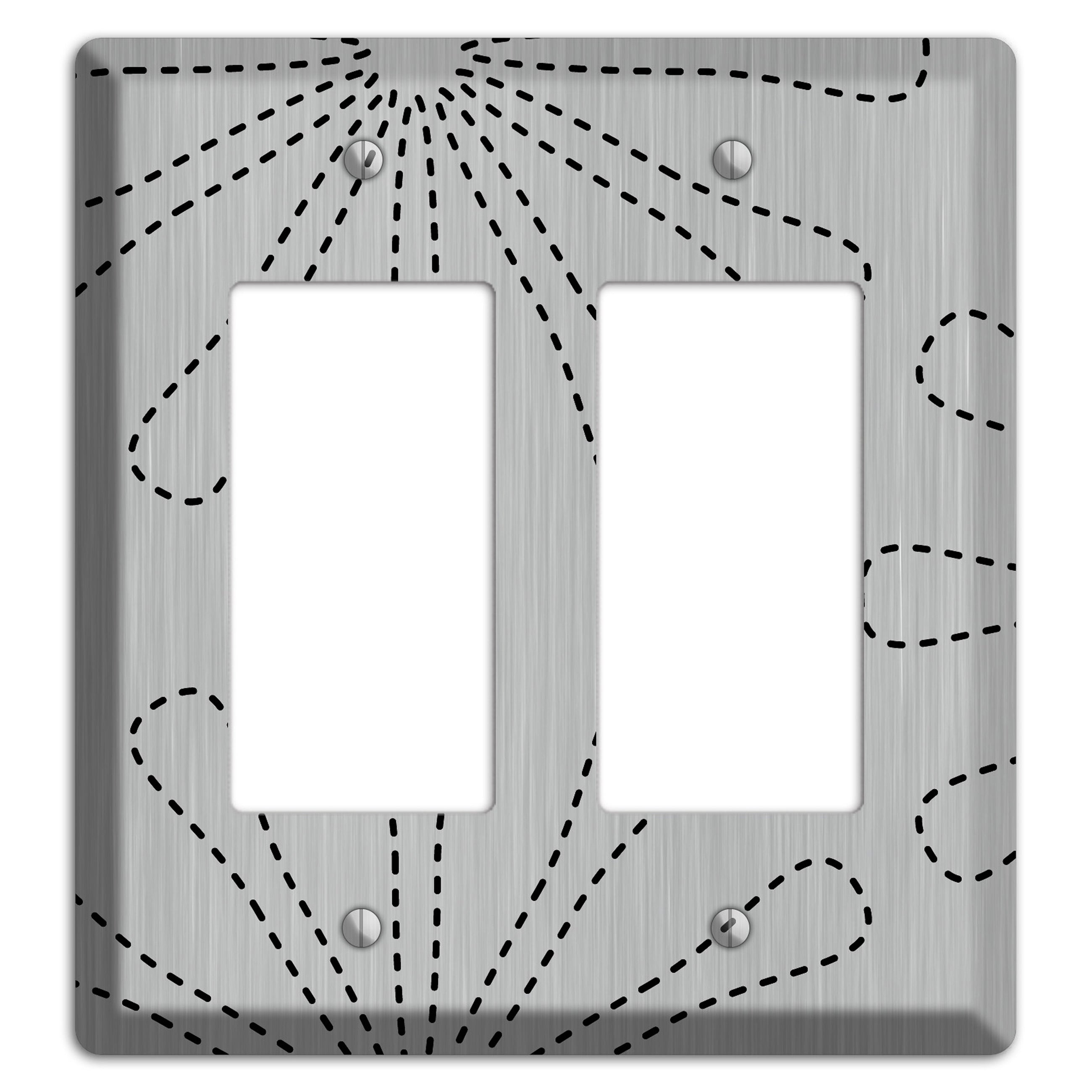 Retro Stipple Floral  Stainless 2 Rocker Wallplate
