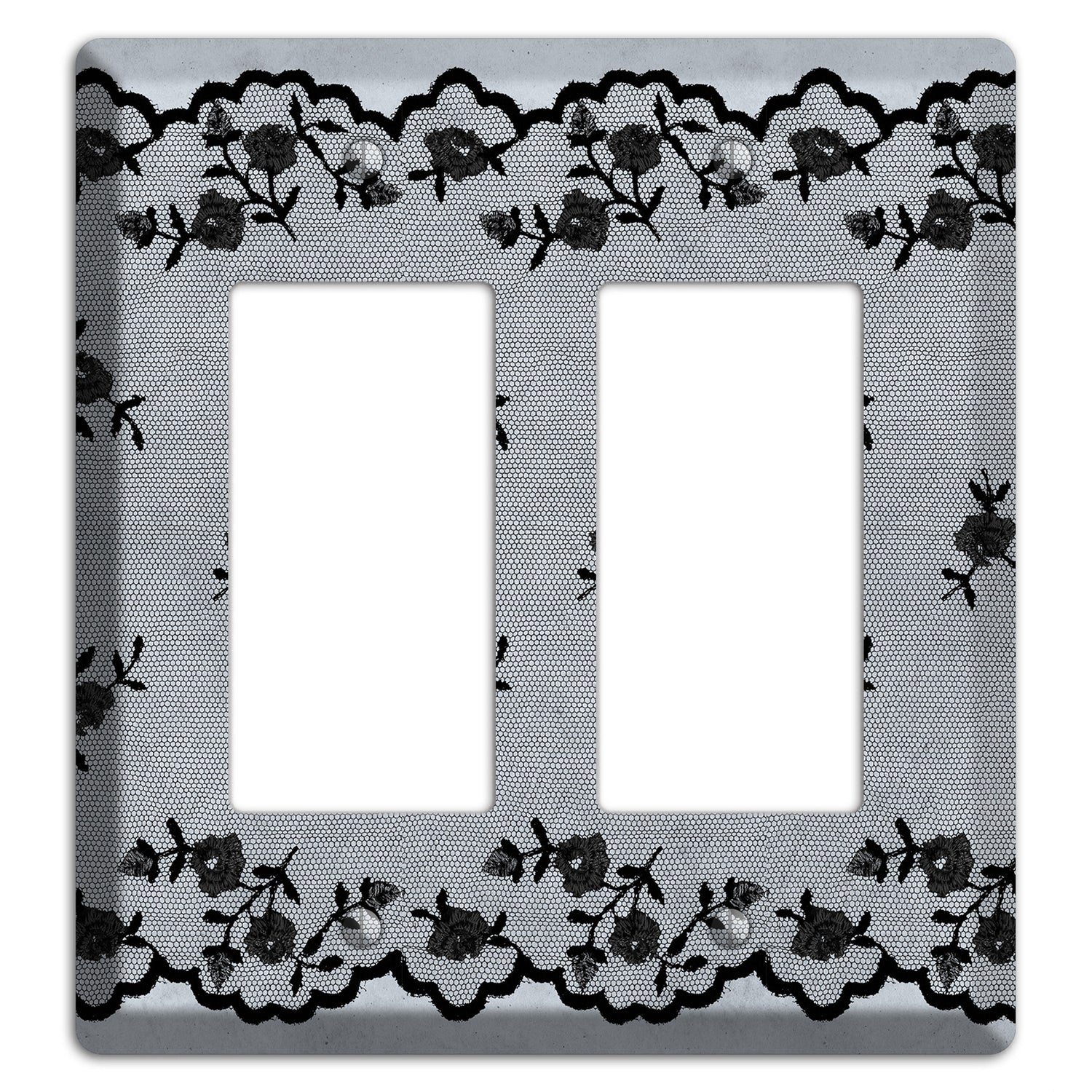 Embroidered Floral Gray 2 Rocker Wallplate