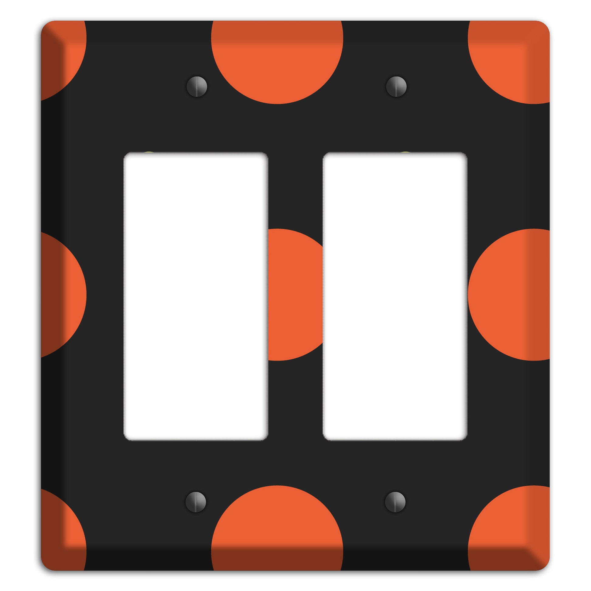 Black wih Orange and Lime Multi Tiled Medium Dots 2 Rocker Wallplate