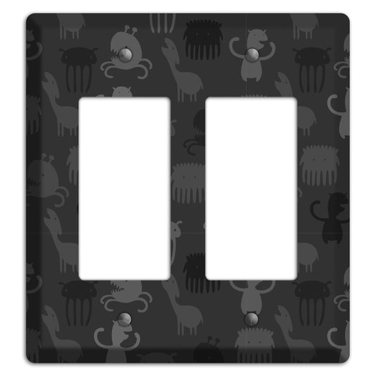 Silly Monsters Black and Grey 2 Rocker Wallplate