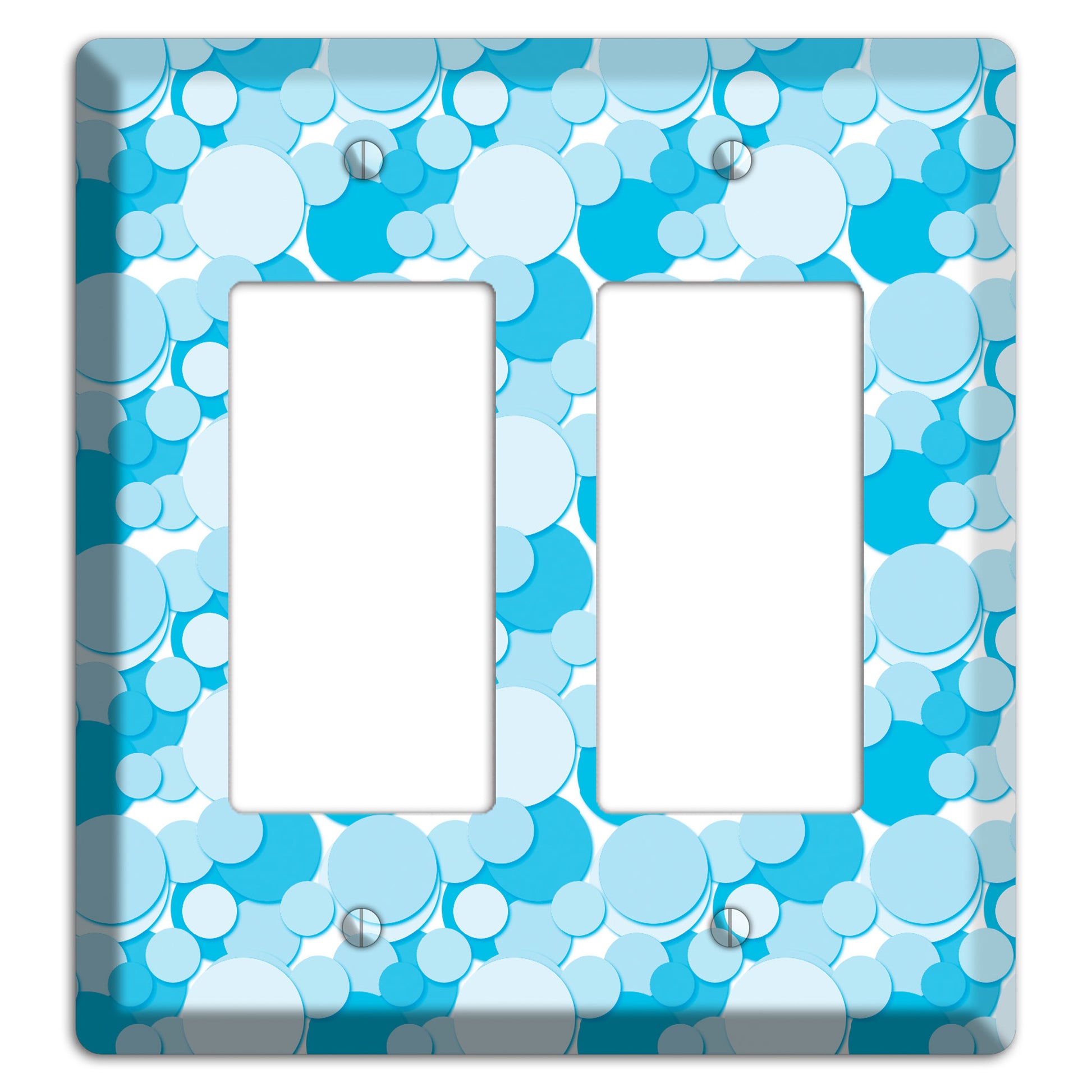 Multi Blue Bubble Dots 2 Rocker Wallplate