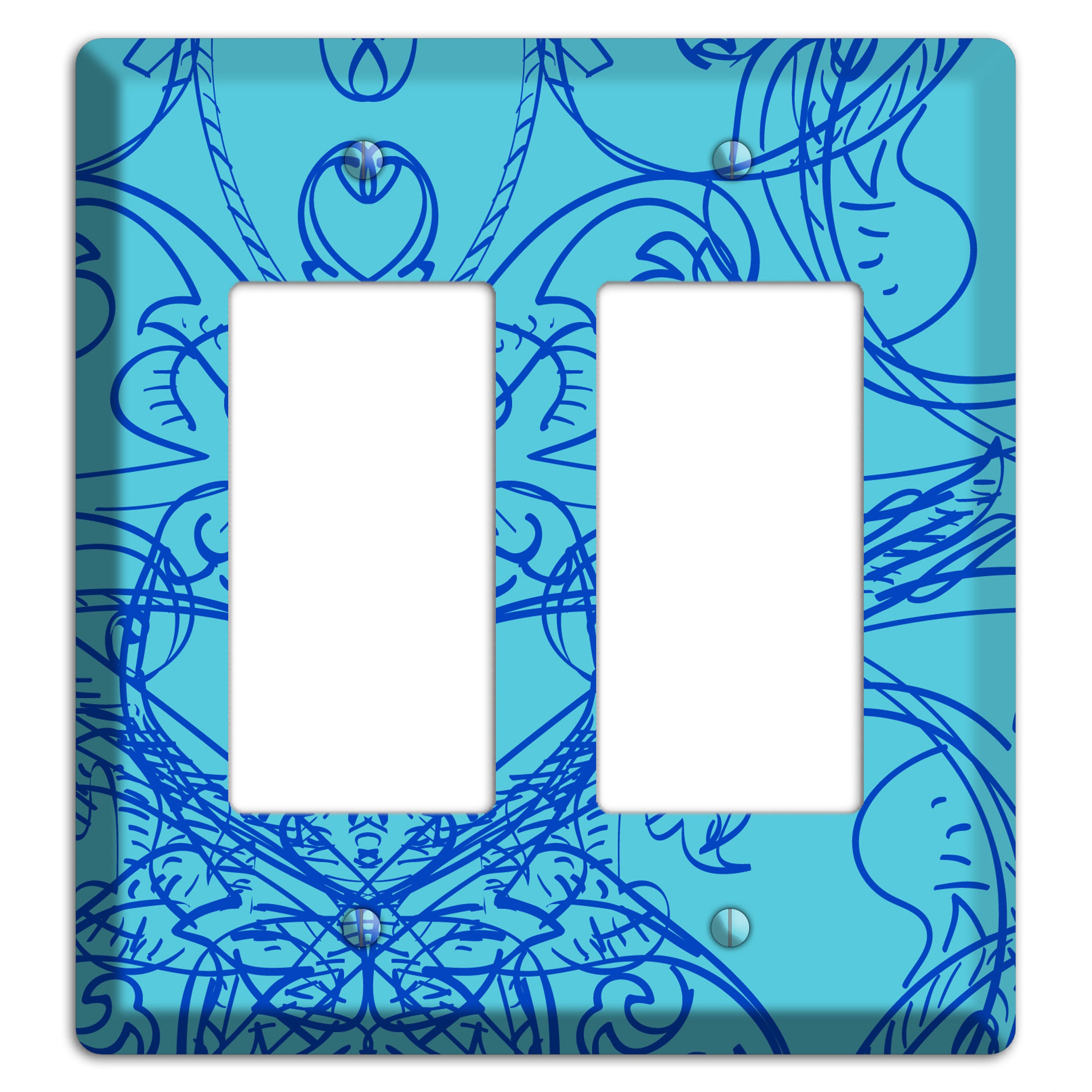Turquoise Deco Sketch 2 Rocker Wallplate