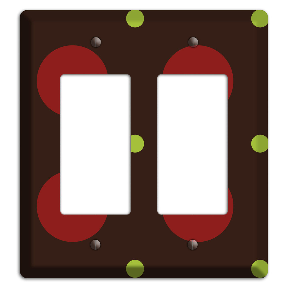 Brown with Red and Green Multi Medium Polka Dots 2 Rocker Wallplate