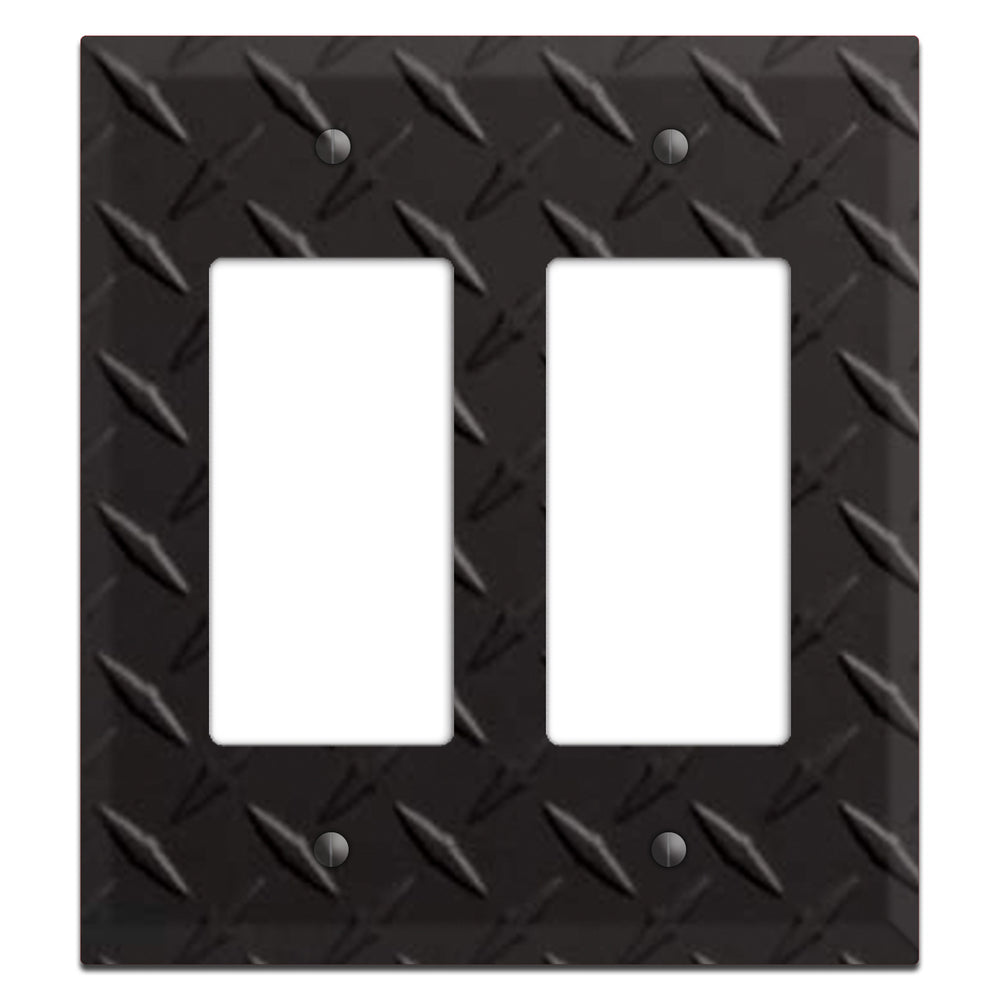 Diamond Tread Matte Black 2 Rocker Wallplate
