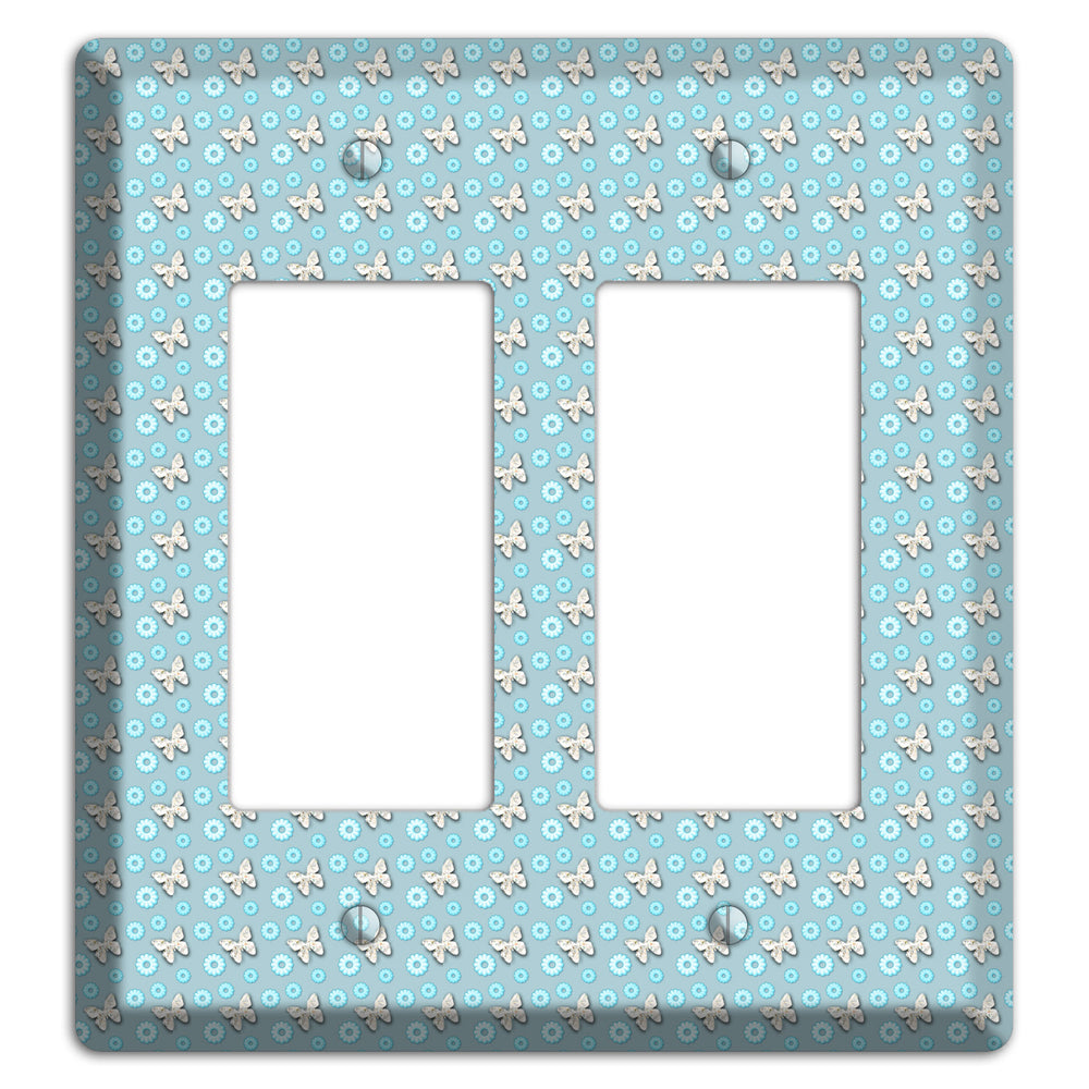 Blue with Butterflies 2 Rocker Wallplate