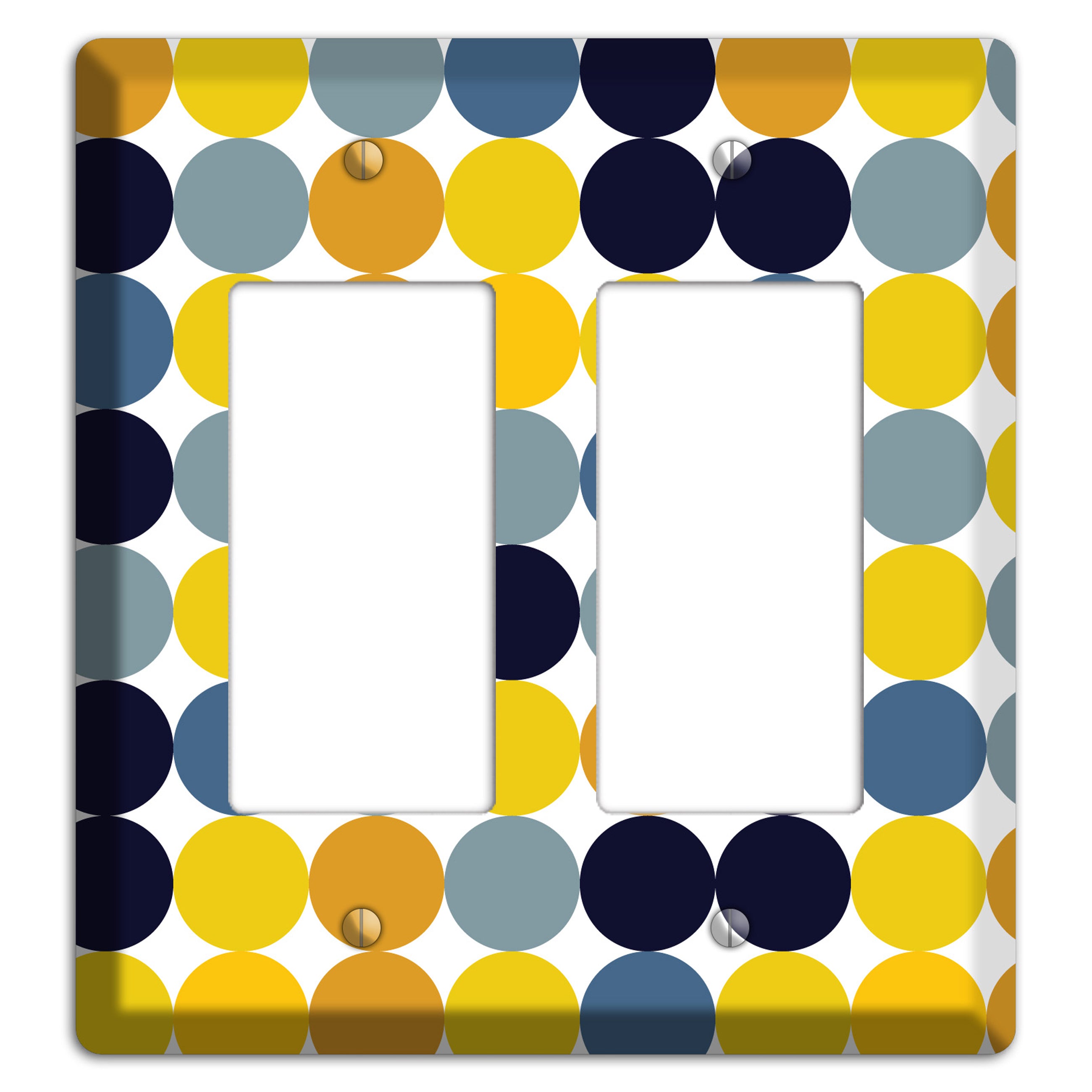 Multi Yellow and Blue Dots 2 Rocker Wallplate