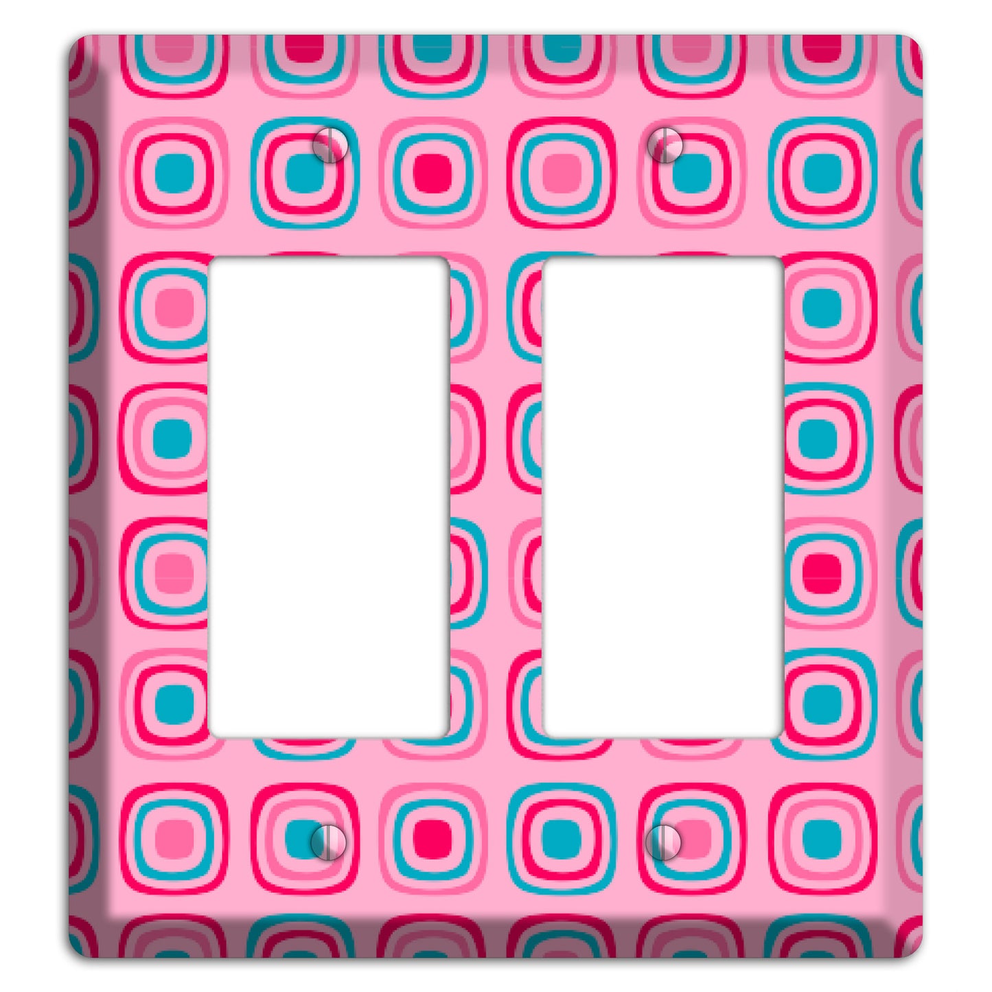 Pink and Blue Rounded Squares 2 Rocker Wallplate