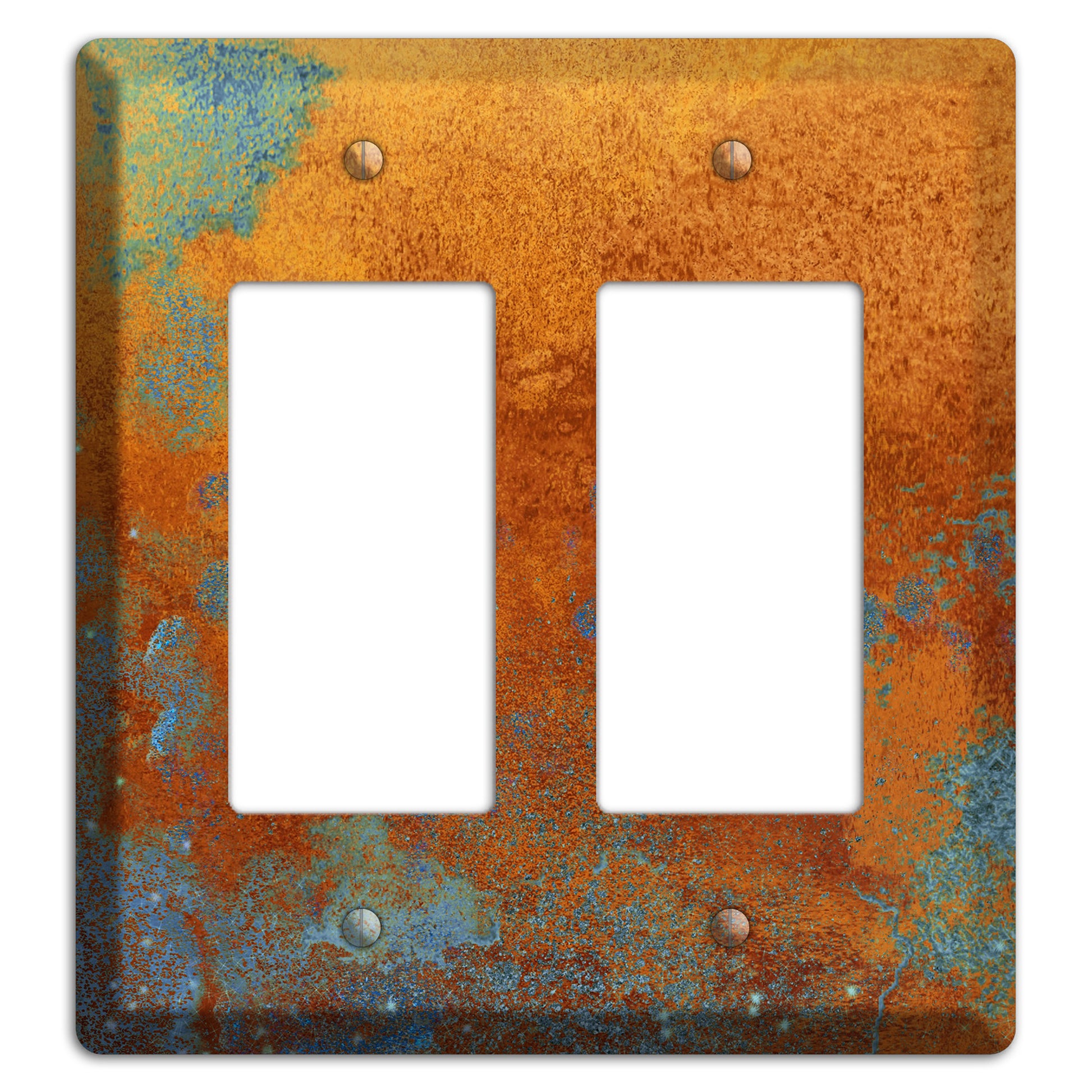 Antique Copper with Blue 2 Rocker Wallplate