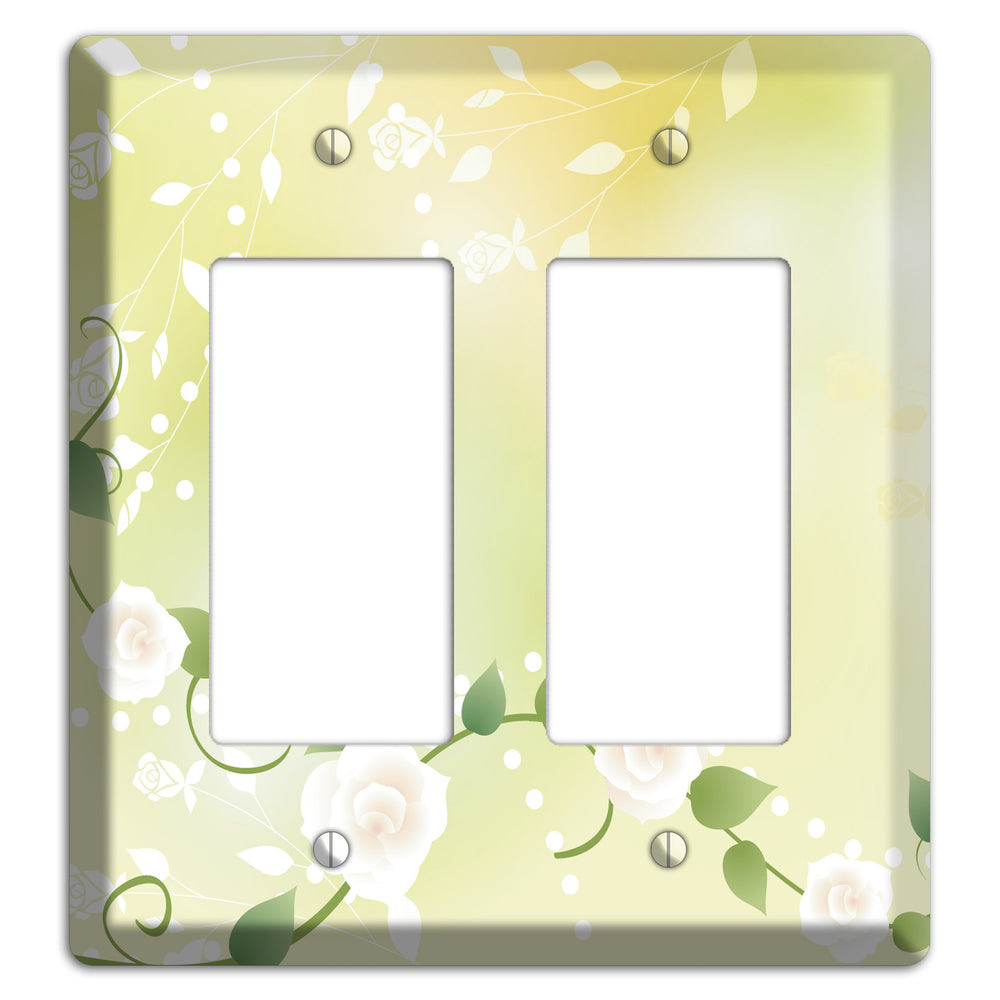 Green Delicate Flowers 2 Rocker Wallplate
