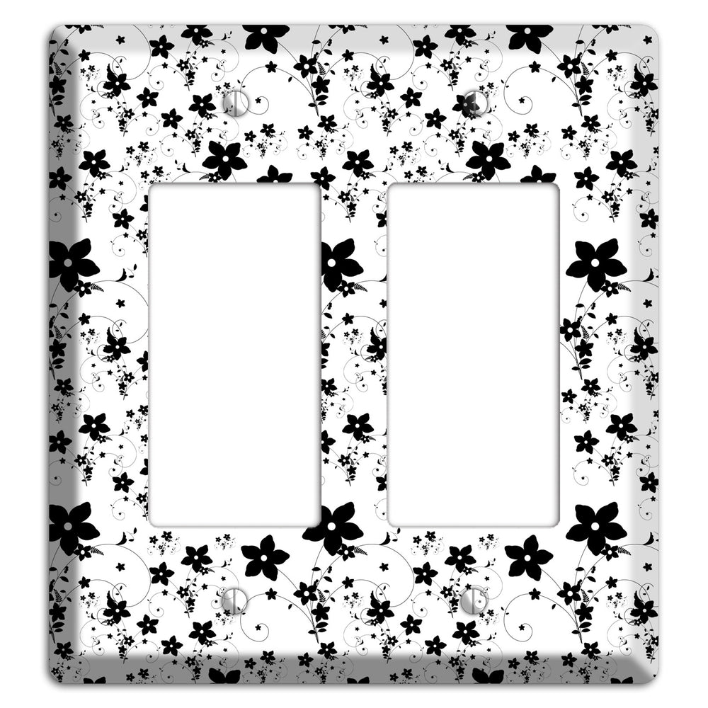 Black and White Flowers 2 Rocker Wallplate