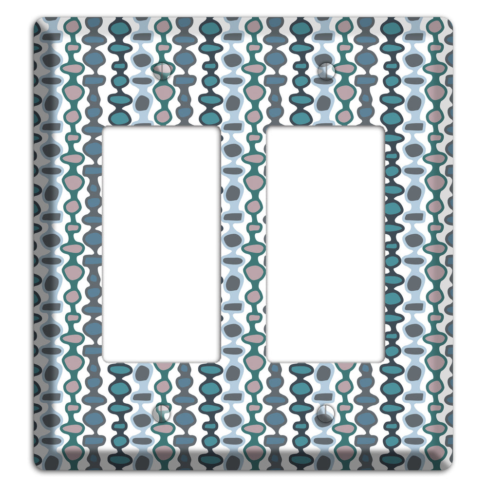 Grey and Multi Blue Bead and Reel 2 Rocker Wallplate