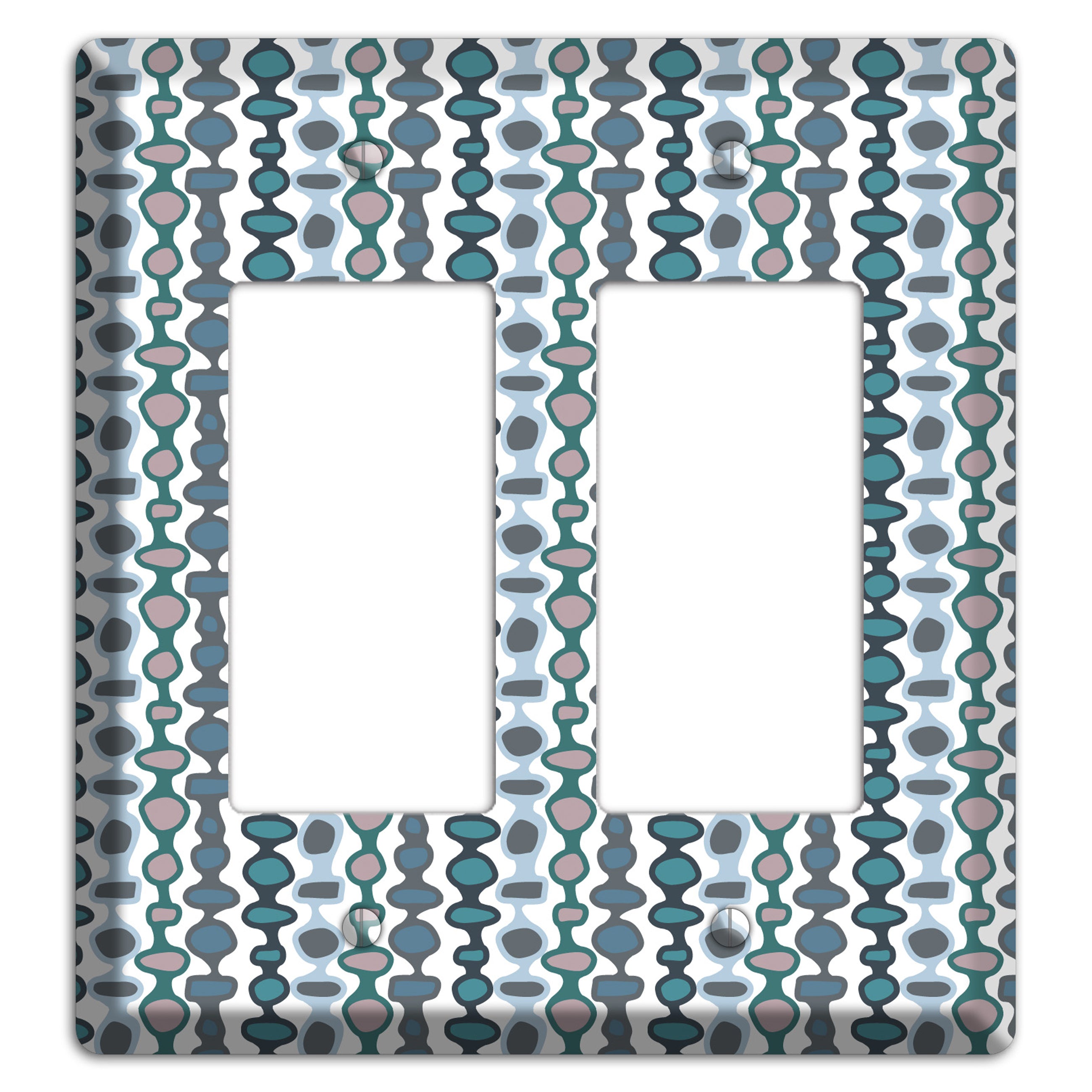 Grey and Multi Blue Bead and Reel 2 Rocker Wallplate