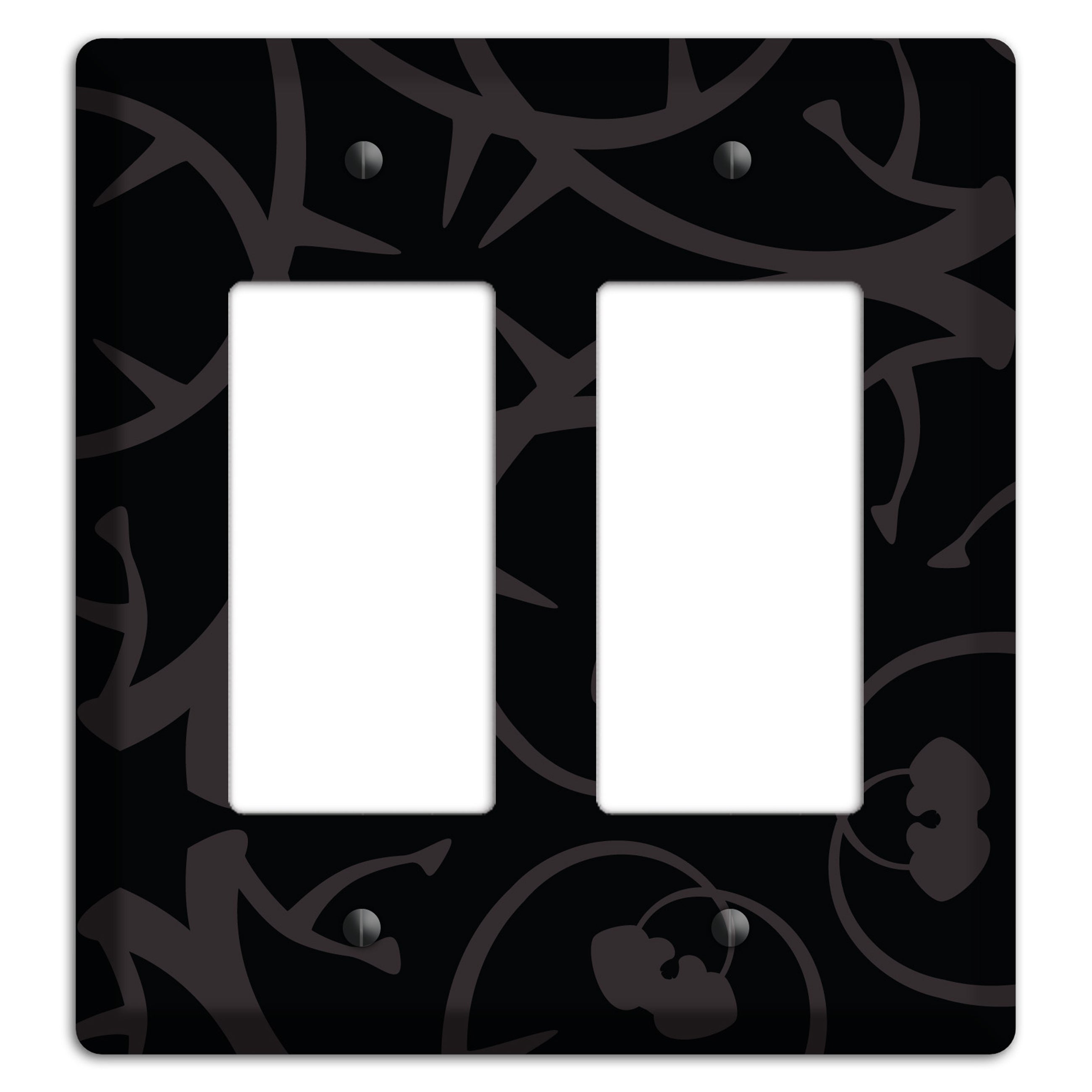Black with Grey Abstract Swirl 2 Rocker Wallplate