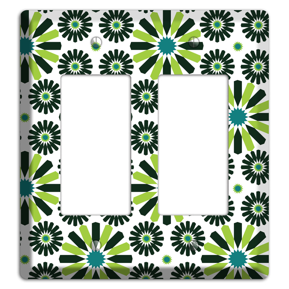 Lime and Teal Scandinavian Floral 2 Rocker Wallplate