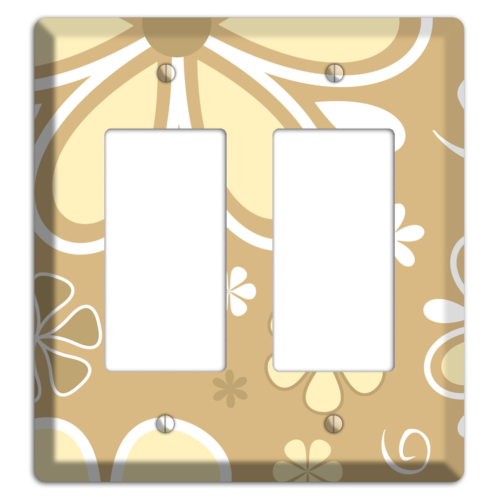 Beige Retro Flowers 2 Rocker Wallplate