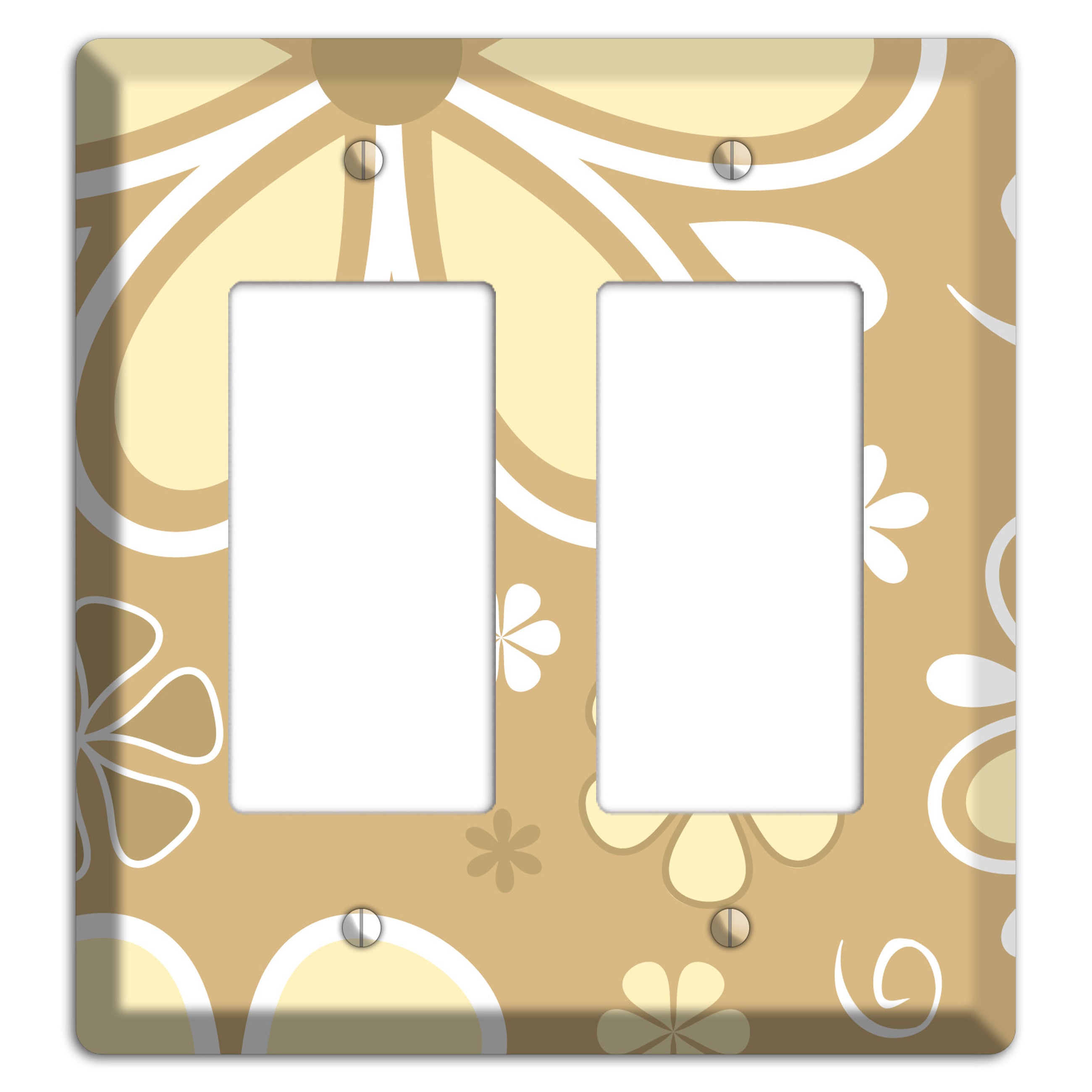 Beige Retro Flowers 2 Rocker Wallplate