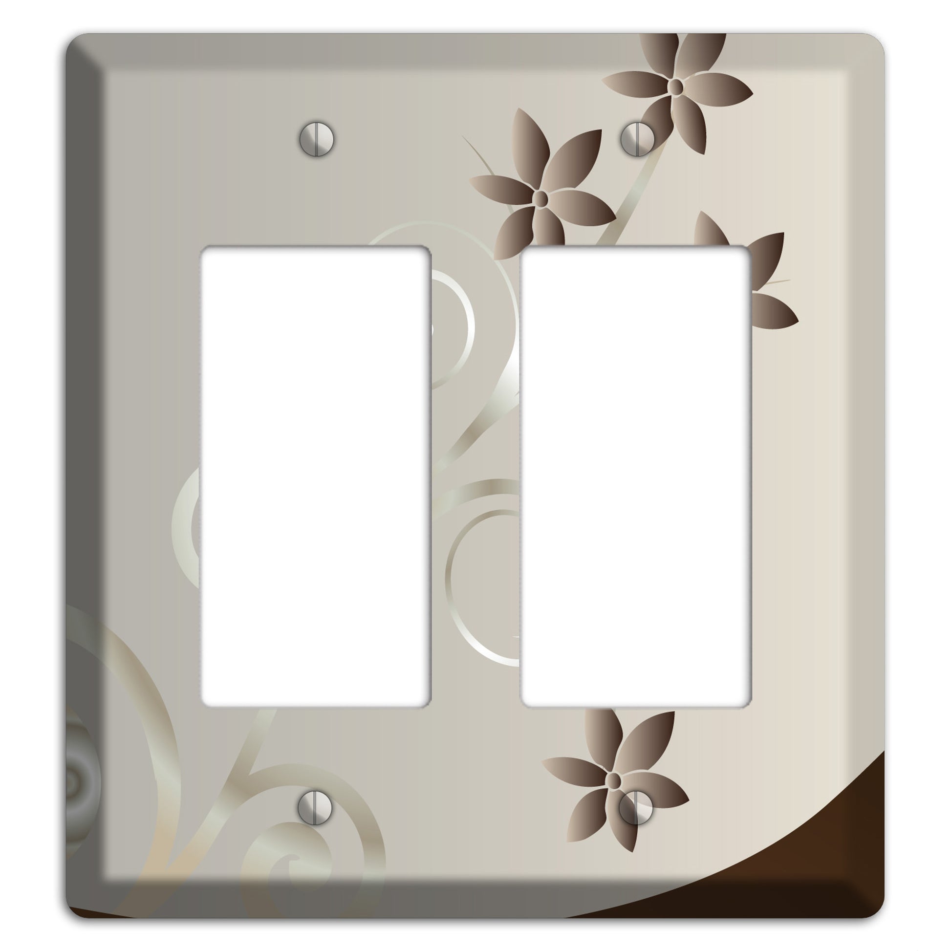 Grey Floral Swirl Sprig 2 Rocker Wallplate