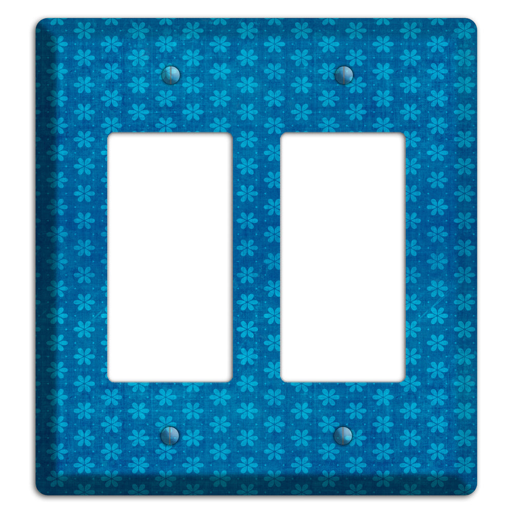 Blue Grunge Floral Contour 2 Rocker Wallplate