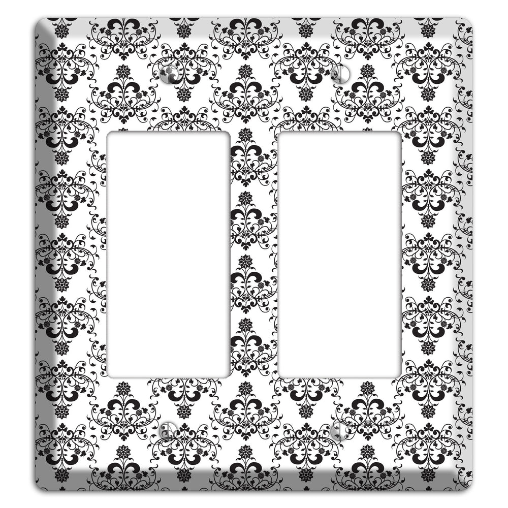 White with Black Cartouche Half Drop 2 Rocker Wallplate