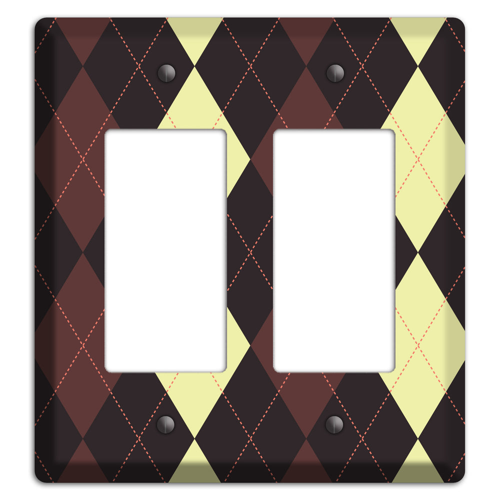 Maroon and Yellow Argyle 2 Rocker Wallplate