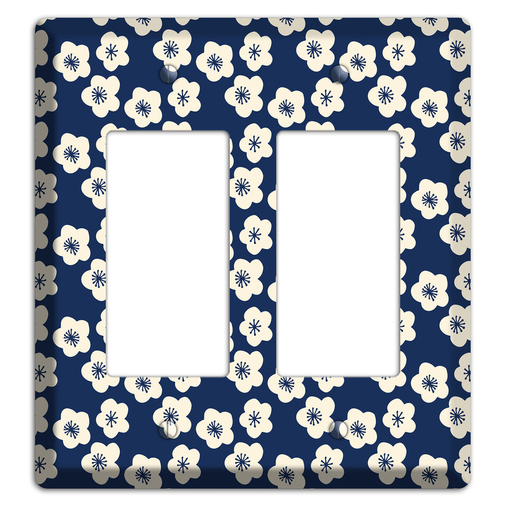 Navy Blossoms 2 Rocker Wallplate