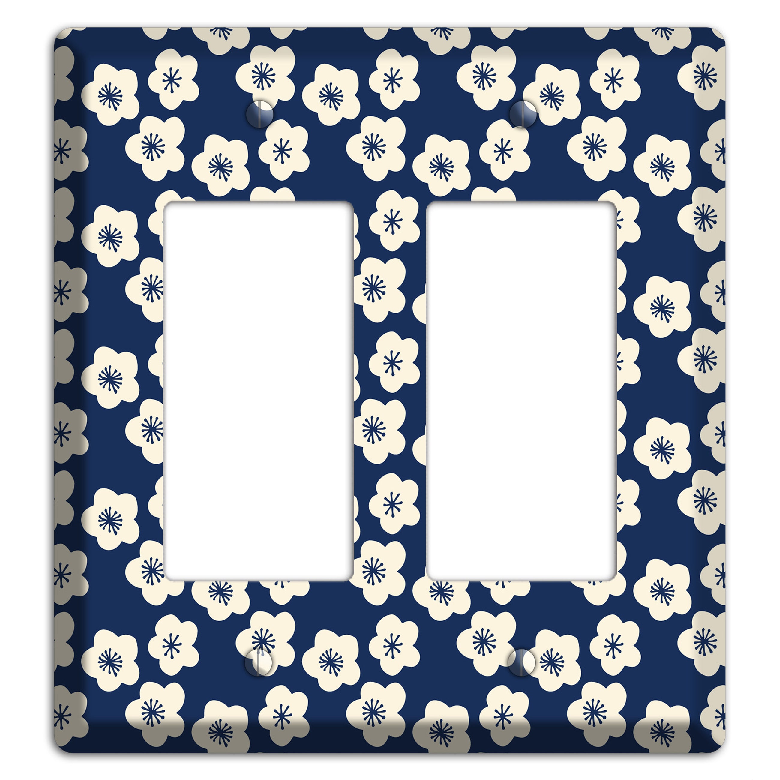 Navy Blossoms 2 Rocker Wallplate